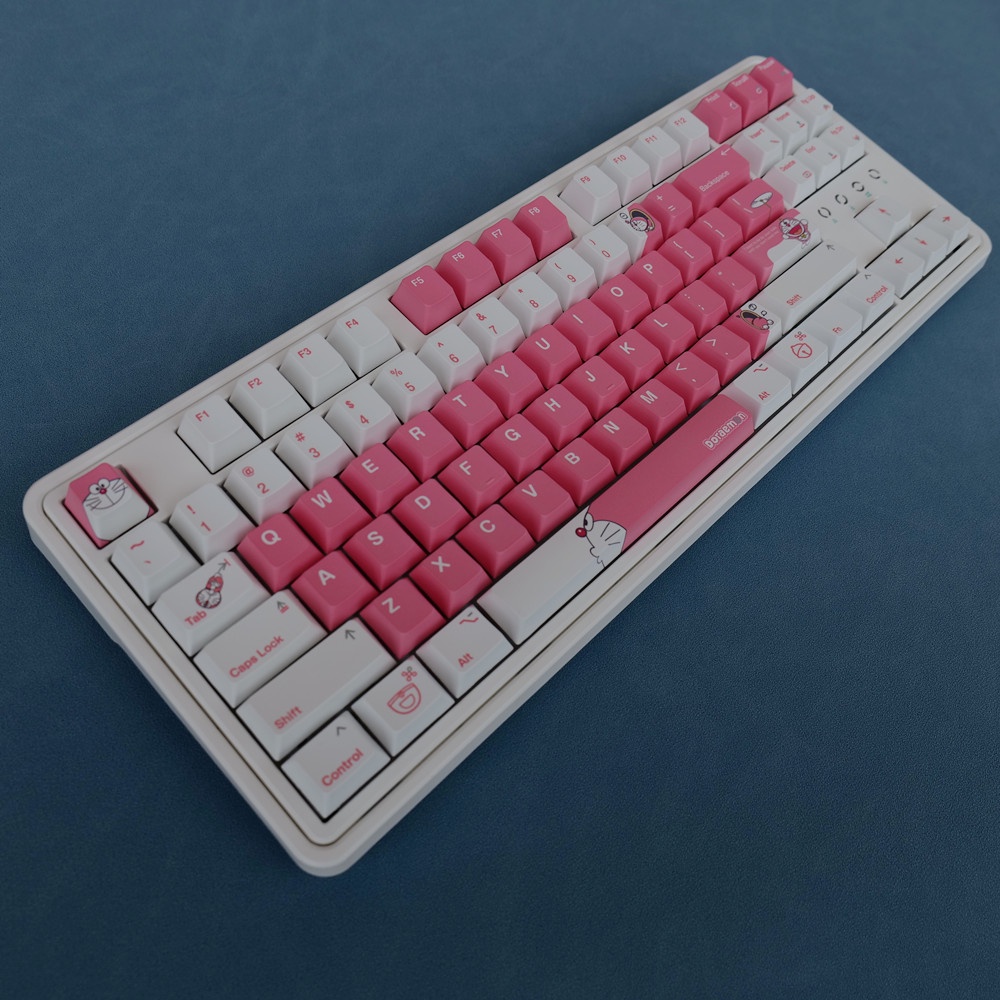 Doraemon Keycaps Cherry Profile Hồng Anime PBT Dye Sub Bàn Phím Cơ Keycap
