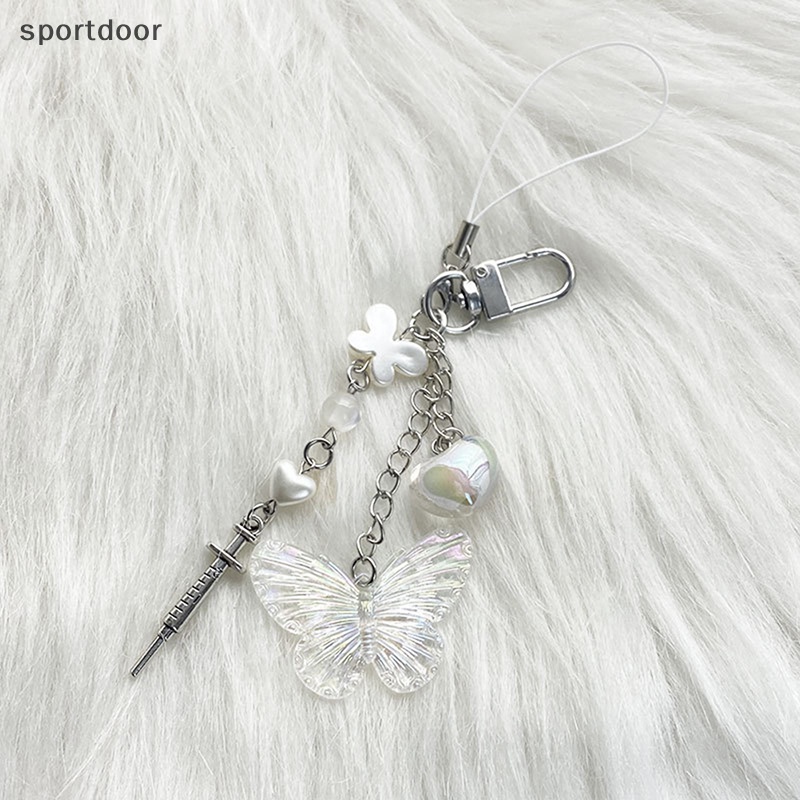 [sportoutdoor] Mặt Dây Chuyền Điện Thoại / Chìa Khóa / Túi Xách Hình Bướm Chữ Ch Thủ Công Y2K DIY [out]