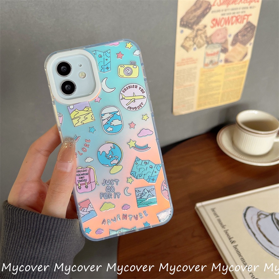 Ốp Điện Thoại Silicon Mềm Họa Tiết Hoạt Hình Màu Gradient Cho iPhone 14 13 12 11 Pro Max X XR Xs Max 6 7 8 Plus