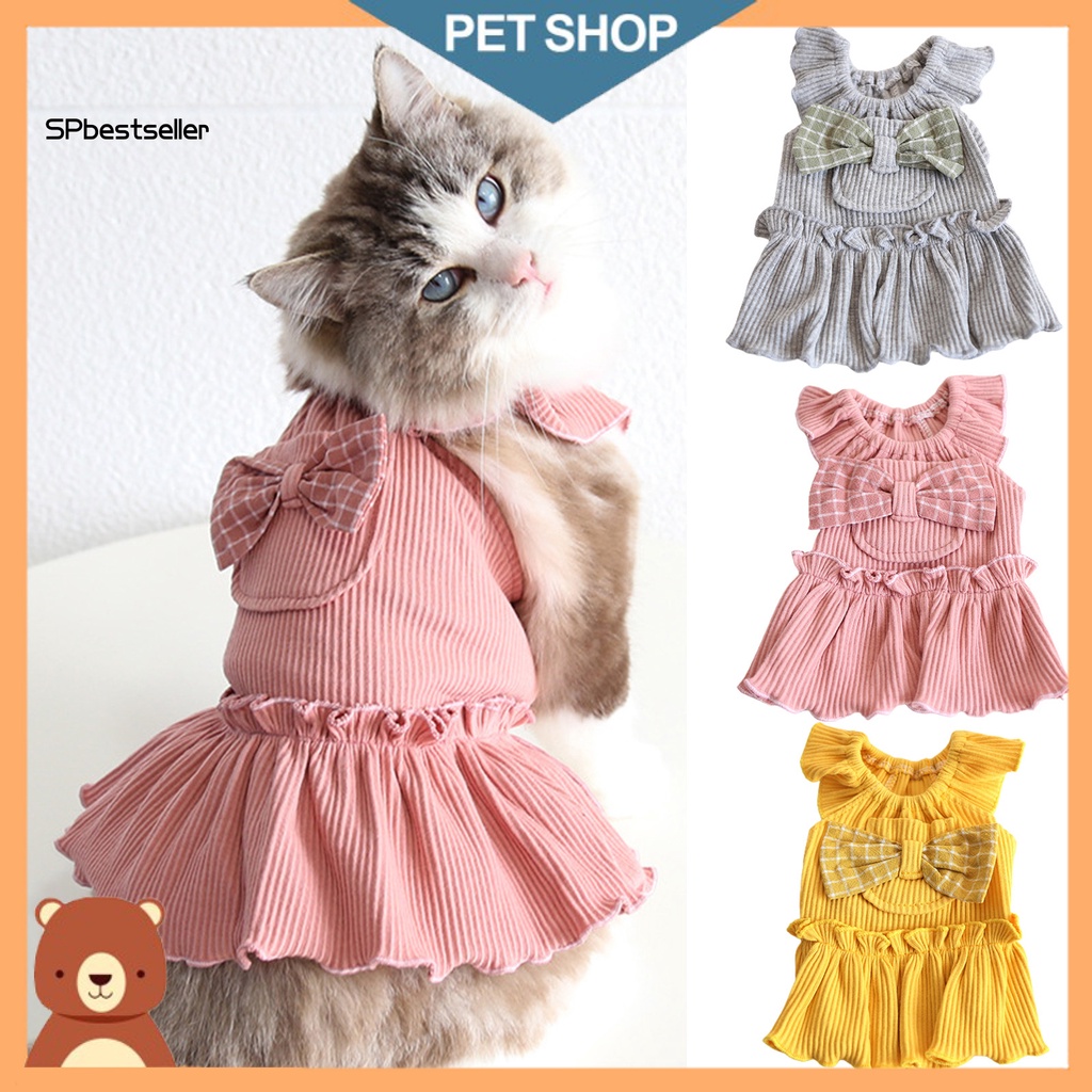 Đầm Mềm Mại Thoáng Khí Đính Nơ Phối Túi Nhỏ Dễ Thương Cho Cún Cưng Dự Tiệc Cưới