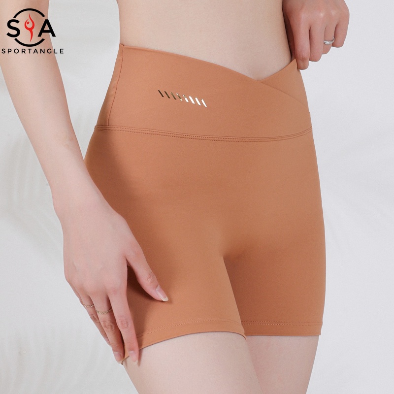Quần Short Thể Thao Dáng Ôm Chữ V Có Túi Nâng Hông Dành Cho Nữ