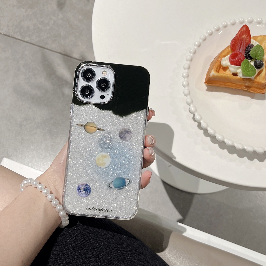 Ốp Điện Thoại TPU Silicon Mềm Chống Sốc Hai Mặt Họa Tiết Hành Tinh Cho iPhone 14 13 12 11 PRO MAX