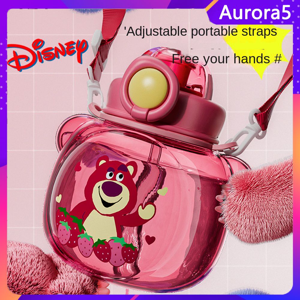 Disney cốc nước cho trẻ em gấu dâu tây cốc bụng lớn uống đôi giá trị màu cao cốc cầm tay dung tích lớn 1100ml