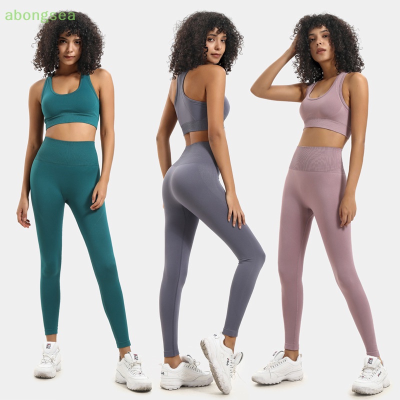 Abongsea Bộ Đồ Thể Thao Gồm Áo Ngực + Quần Legging Bằng Nylon 18 Màu Gợi Cảm Cho Nữ