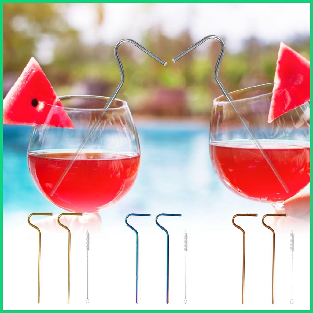 Ống Hút Cong Bằng Thép Không Gỉ Chống Nhăn Bền Bỉ Có Thể Tái Sử Dụng Cho Cốc Nước jiwvn