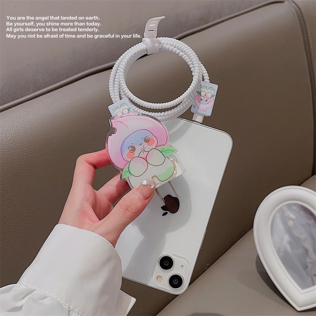 1 Bộ 5 Miếng Dán Hoạt Hình Dễ Thương Bằng Silicon tpu Mềm Chống Sốc Cho Apple iphone / ipad 18W / 20W