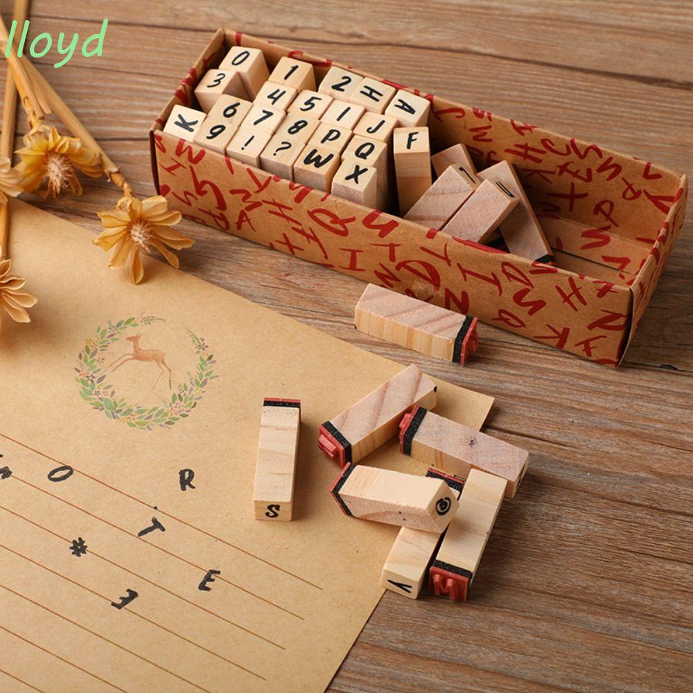 Bộ Tem Đóng Dấu Bằng Gỗ Hình Chữ Cái Và Số Phong Cách Retro Dùng Để Trang Trí Thiệp