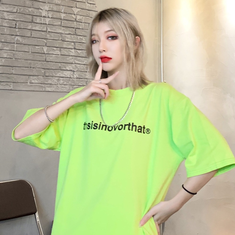 Áo Thun Nữ Ngắn Tay In Chữ Phong Cách Hàn Quốc Năng Động