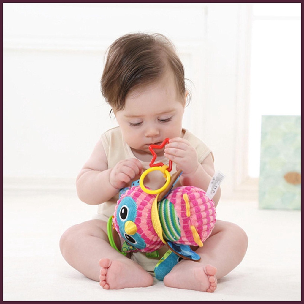 Đồ Chơi Nhồi Bông Mềm Mại Hình Chim Cú Nhiều Màu Có Âm Thanh Phát Triển Răng Cho Bé