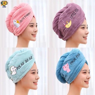 Mũ Sấy Tóc Khăn Nữ Dày Thấm Hút Mũ Tắm San Hô Lông Cừu Động Vật Dễ Thương Thêu Nhanh Khô Khăn Tắm OUYOU