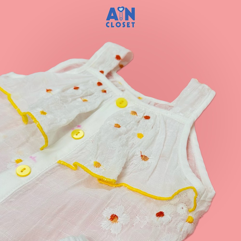 Bộ quần áo ngắn bé gái họa tiết Dây Cúc trắng cotton thêu - AICDBGSHJTD2 - AIN Closet
