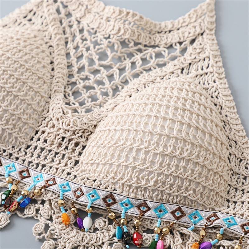 Áo Bra Dệt Kim Phối Tua Rua Thời Trang Mùa Hè Quyến Rũ Cho Nữ