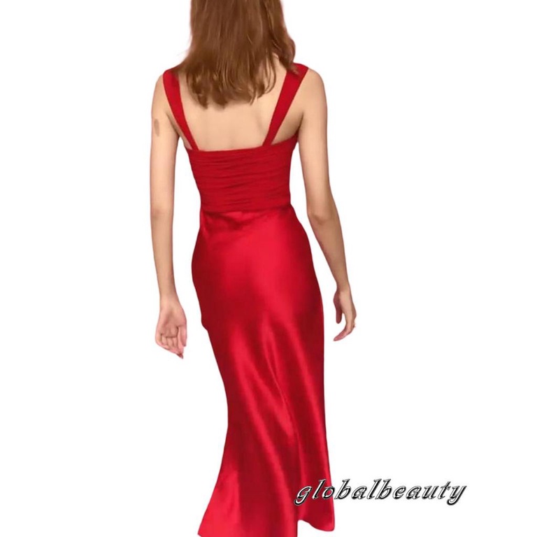 Đầm Hai Dây Dáng Dài Cổ Chữ V Màu Sắc Đơn Giản Thời Trang Mùa Hè Cho Nữ