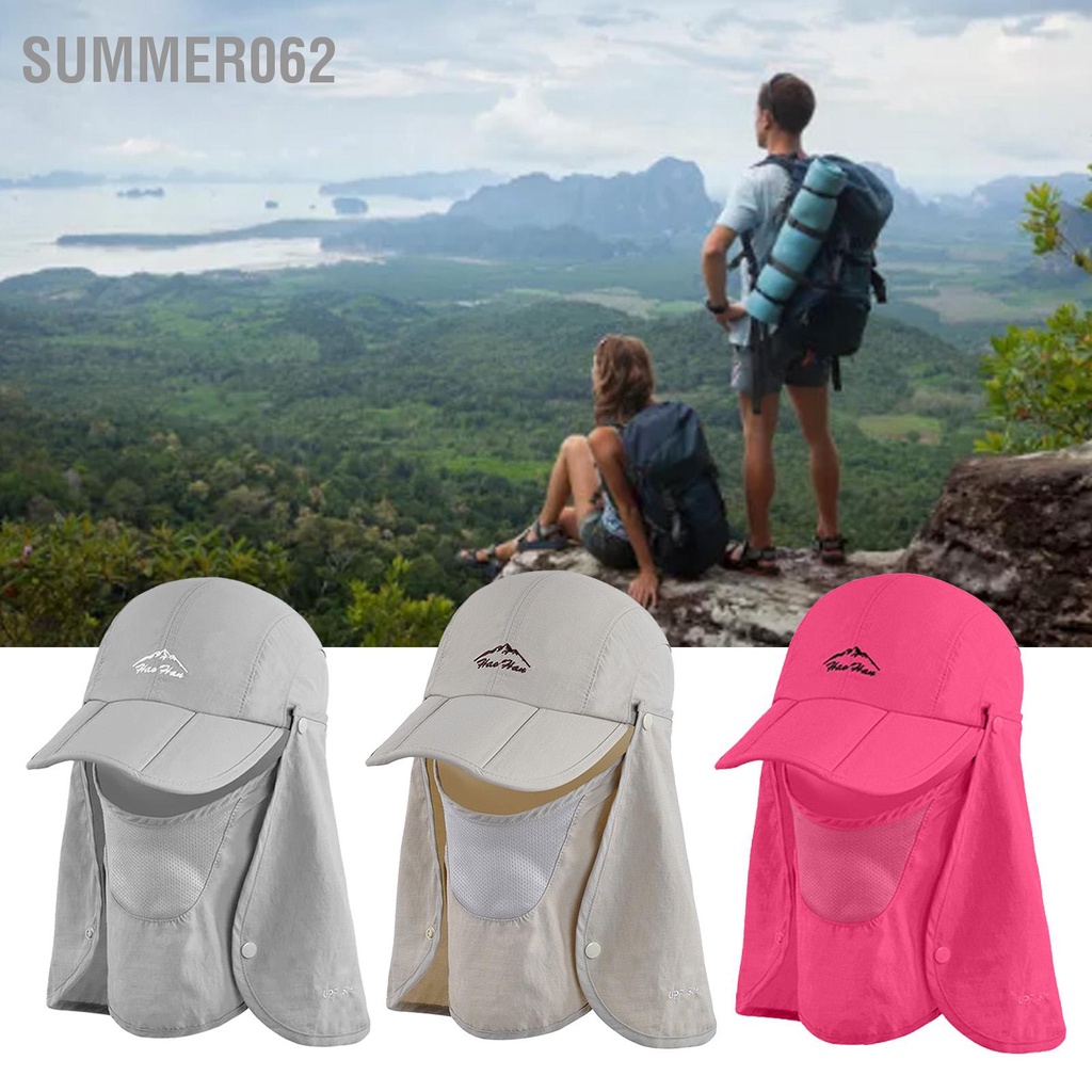 Summer062 Có Thể Gập Câu Cá Nón Mặt Trời Nam Nữ Rộng Vành Hat Với ​​Mặt Che Cổ Vạt Cho Đi Bộ Đường Dài đi Xe Đạp