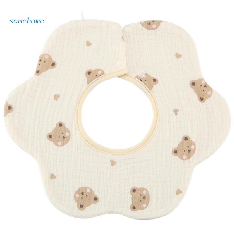 Yếm Ăn Cotton 6 Lớp Thấm Hút Tốt In Họa Tiết Hoạt Hình Xinh Xắn Cho Bé