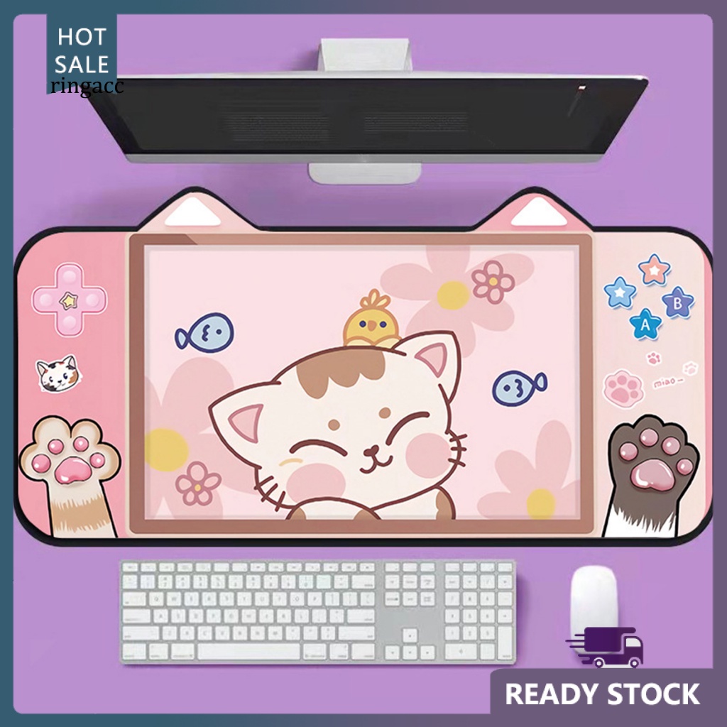 Tấm Lót Chuột RGA Cao Su Co Giãn Chống Trượt Chống Mài Mòn Hình Tai Mèo Hoạt Hình Dễ Thương