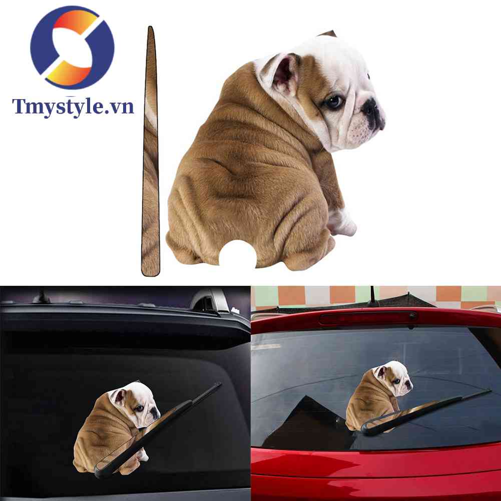 Miếng Dán Trang Trí Kính Chắn Gió Sau Xe Hơi Hình Chú Chó 3D Dễ Thương