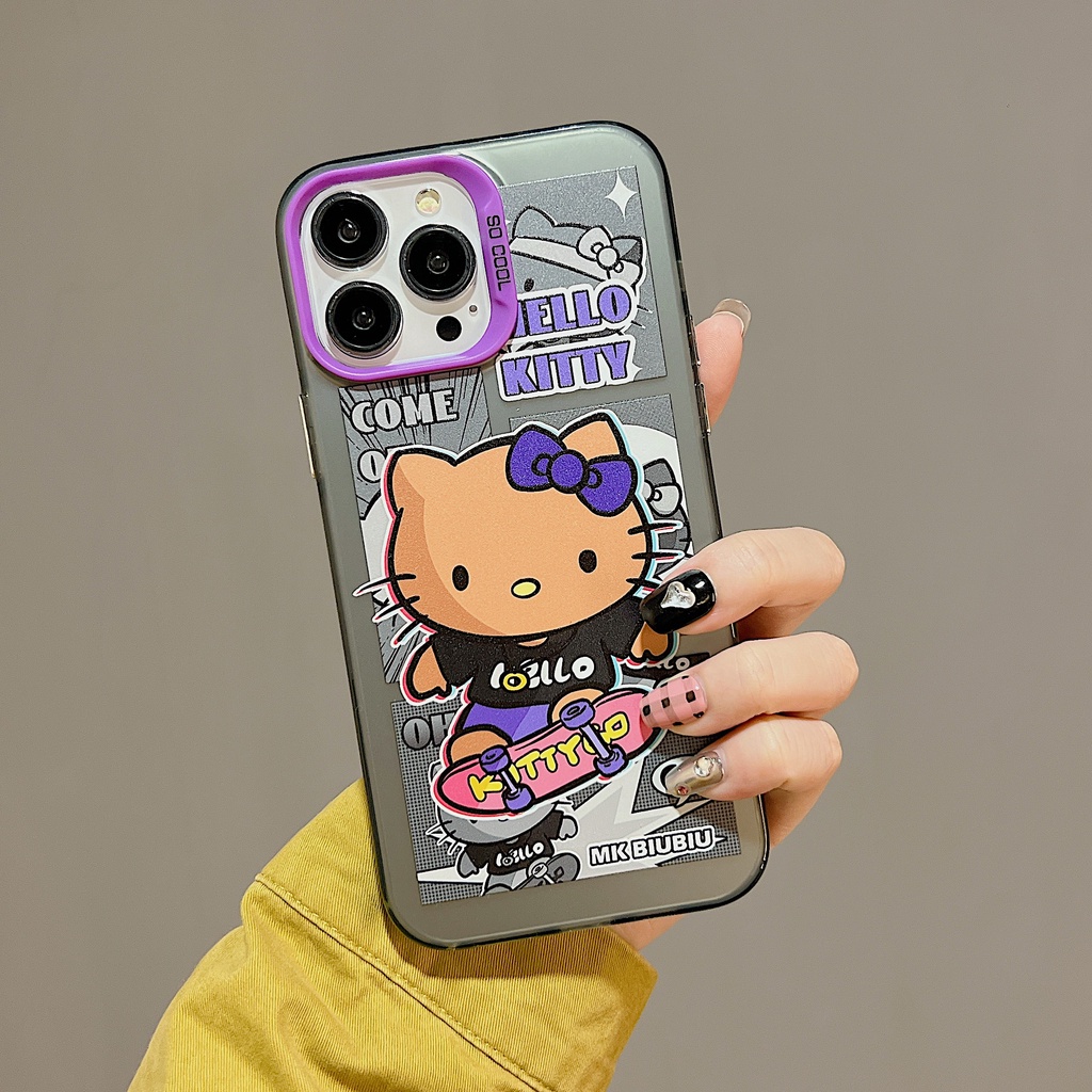 Ốp Điện Thoại TPU Mềm Trong Suốt Hai Mặt Chống Sốc In Hình Mèo Kitty Cho iPhone 11 13 12 14 Pro Max