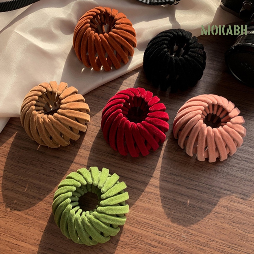 [Mok Abh] Dây Buộc Tóc Hình Tổ Chim Bằng Nhựa Resin Thanh Lịch Có Thể Thu Gọn Cho Nữ