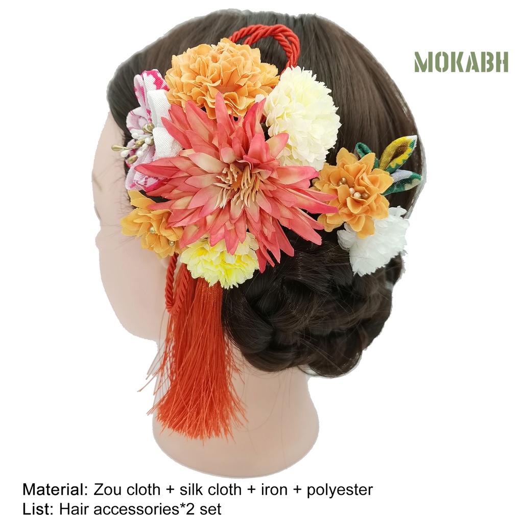 Bộ 2 Kẹp Tóc Họa Tiết Hoa Nhiều Màu Sắc Phong Cách Nhật Bản