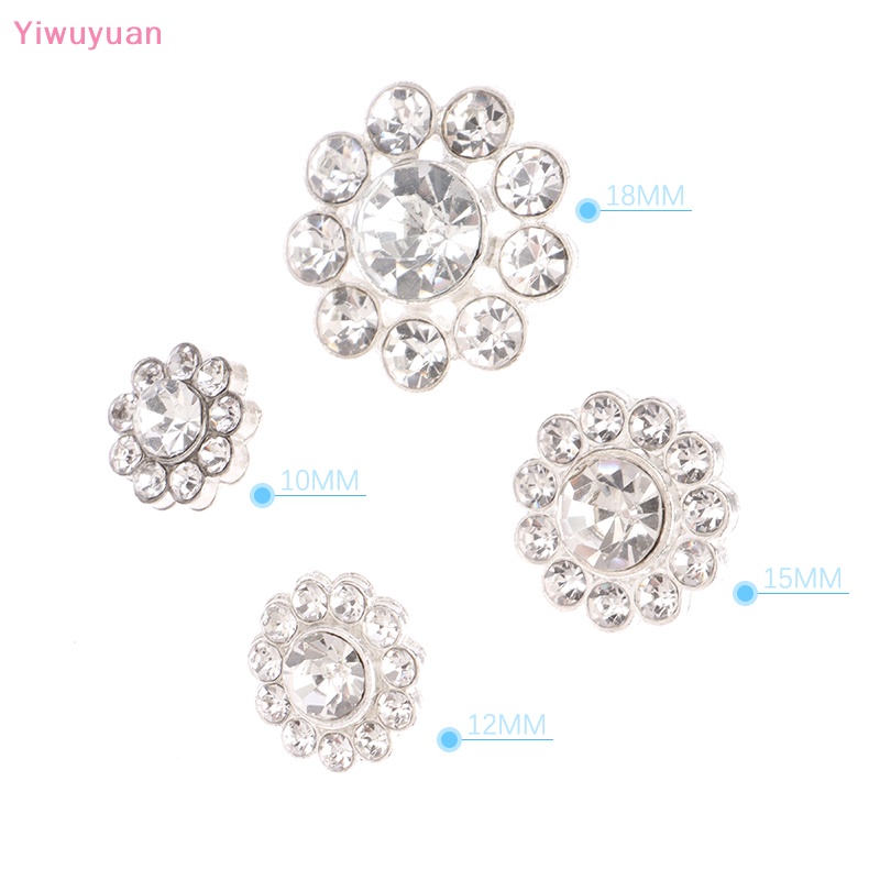10 Nút Áo Hình Hoa Bằng Kim Loại Đính Đá Lấp Lánh DIY Mới