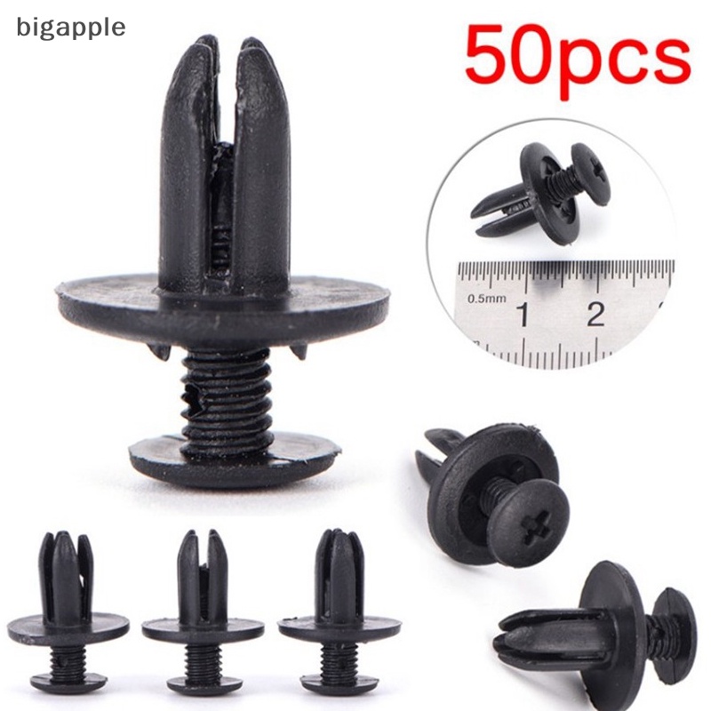 FENDER Set 50 Đinh Tán Nhựa Màu Đen 8mm Phụ Kiện Dành Cho Xe Ô Tô Set 50 Đinh Tán Nhựa 8mm Màu Đen Cho Xe Hơi Ốp Điện Thoại Thời Trang Cho Iphone 50X 8 50X 8