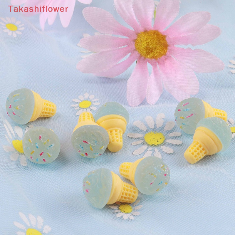 (Takashiflower) Set 10 Kẹp Tóc Hình Kem Dạ Quang Bằng Nhựa Resin Đáng Yêu Cho Sổ Tay DIY