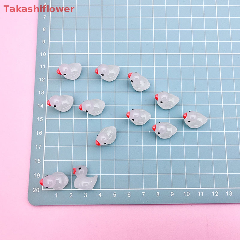 Bộ 5 Đồ trang trí Vịt Mini Bằng Resin Màu Dạ Quang Trang Trí Nhà Búp Bê