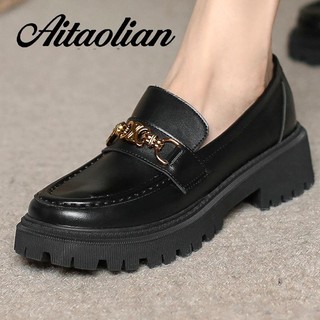 Giày Lười Da Mềm 4.5cm Phong Cách Anh Quốc Thời Trang Cho Nữ
