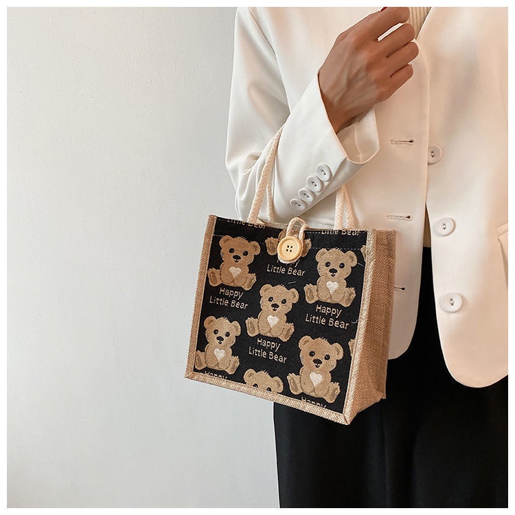 Túi Xách Đeo Vai Vải Lanh Hình Gấu Nhỏ Hàng Mới Phong Cách Nhật Bản Dành Cho Học Sinh Nữ