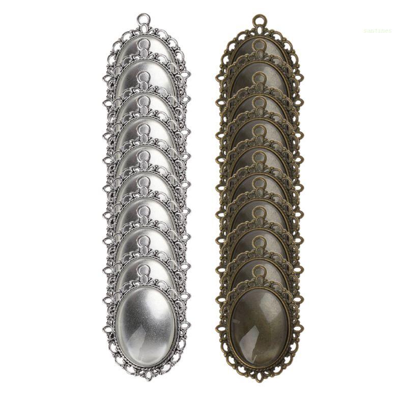 Set 10 Mặt Dây Chuyền Hình Oval Bằng Thủy Tinh Trong Suốt