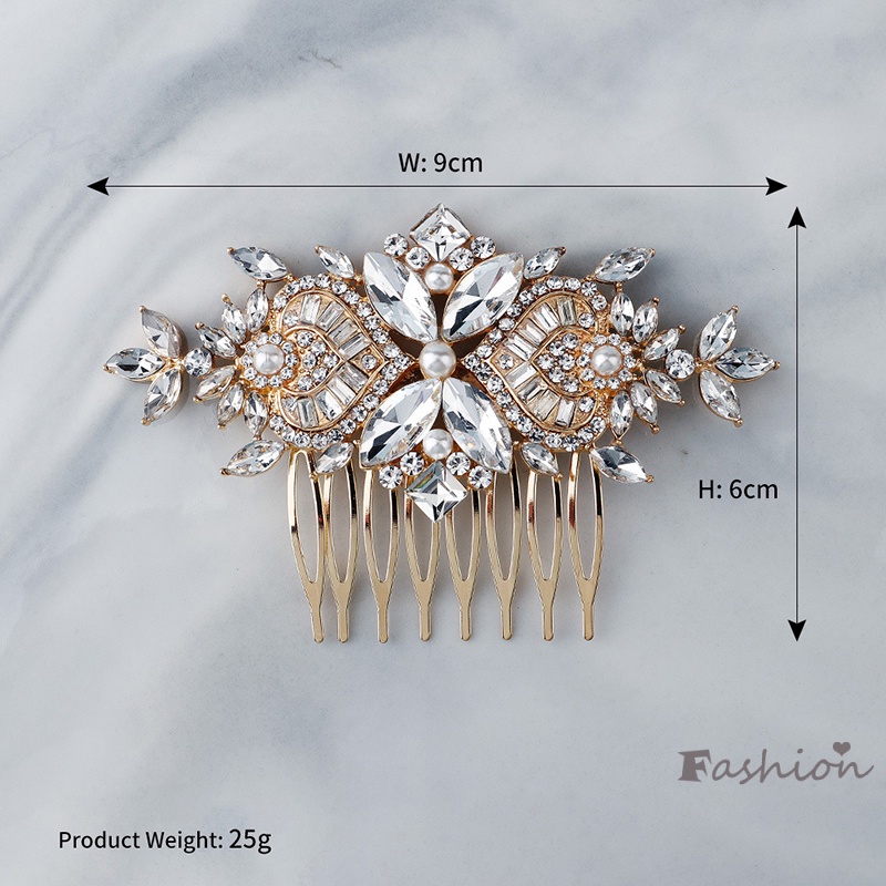 Lược Cài Tóc 8 Răng Bằng Hợp Kim Đính Đá Thời Trang Dành Cho Cô Dâu