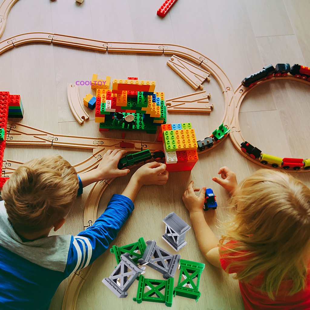 Cooltoy Set 12 Phụ Kiện Hỗ Trợ Nâng Đường Ray Xe Lửa Nhiều Cấp Độ