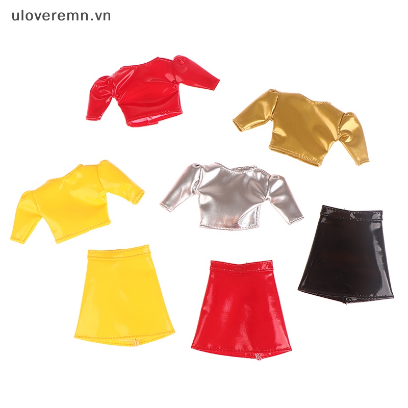 Đầm Búp Bê Da PU Tay Ngắn Xinh Xắn 29cm