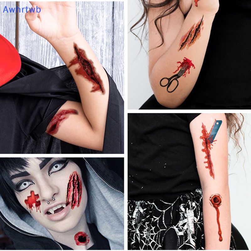 1 Tấm Hình Xăm Dán Vết Thương Máu Tạm Thời Chống Thấm Nước Phong Cách Halloween Mới