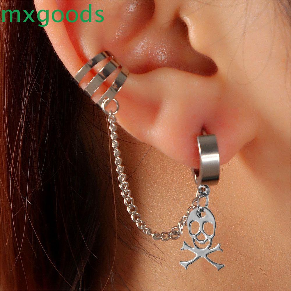 Khuyên Tai Dạng Vòng Hình Đầu Lâu Bằng Thép Không Gỉ Phong Cách Hip Hop Punk Cho Nam