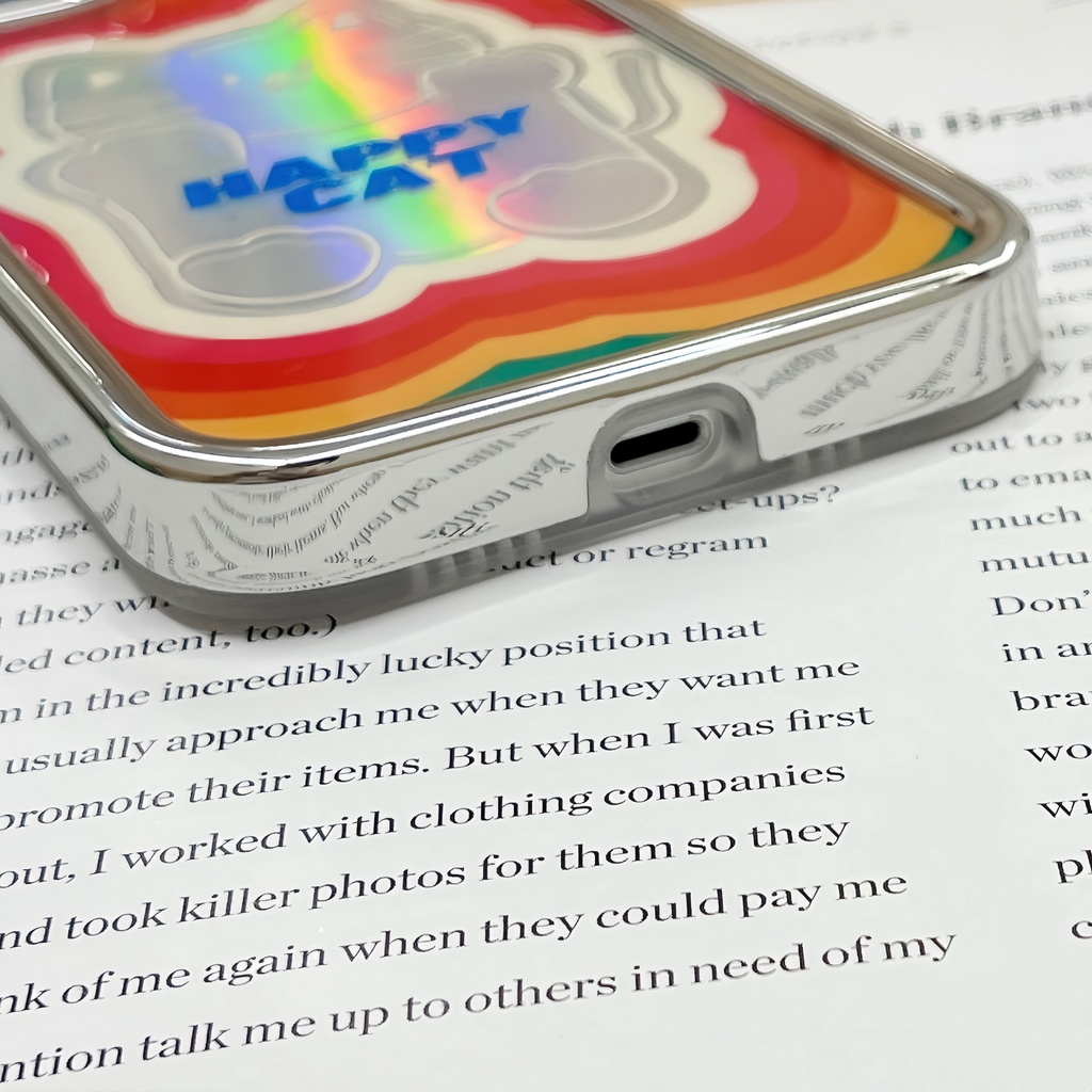 Ốp Điện Thoại IMD Hai Mặt Chống Sốc Viền Mạ Màu Cầu Vồng Cho IPhone 14 13 12 11 Pro Max