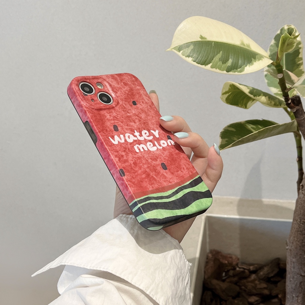 Ốp Điện Thoại PC Cứng Chống Sốc Họa Tiết Dưa Hấu Cho iPhone 13 12 11 14 Pro Max