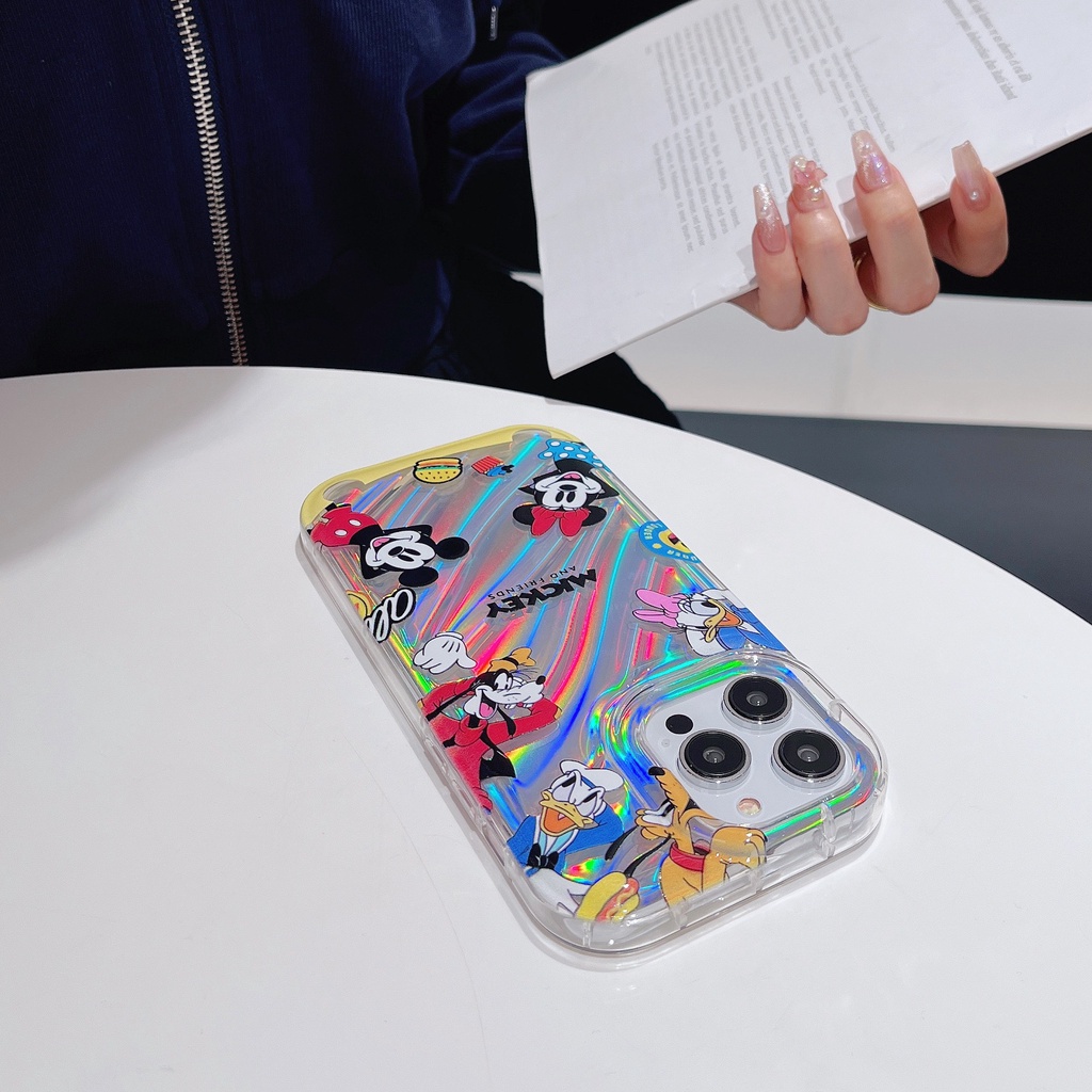 Ốp Điện Thoại TPU Trong Suốt Màu Laser Họa Tiết Hoạt Hình Mickey Dễ Thương Cho iPhone 12 13 14 Pro Max