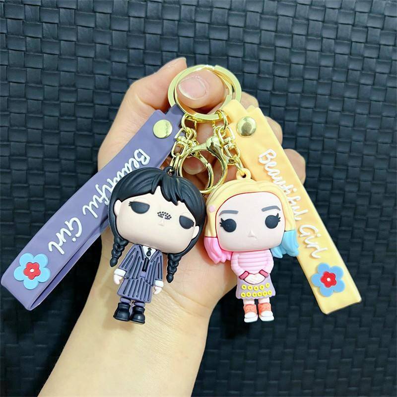 Mới Móc Khóa Nhựa PVC Adams Family Hình Nhân Vật Wednesday Dễ Thương