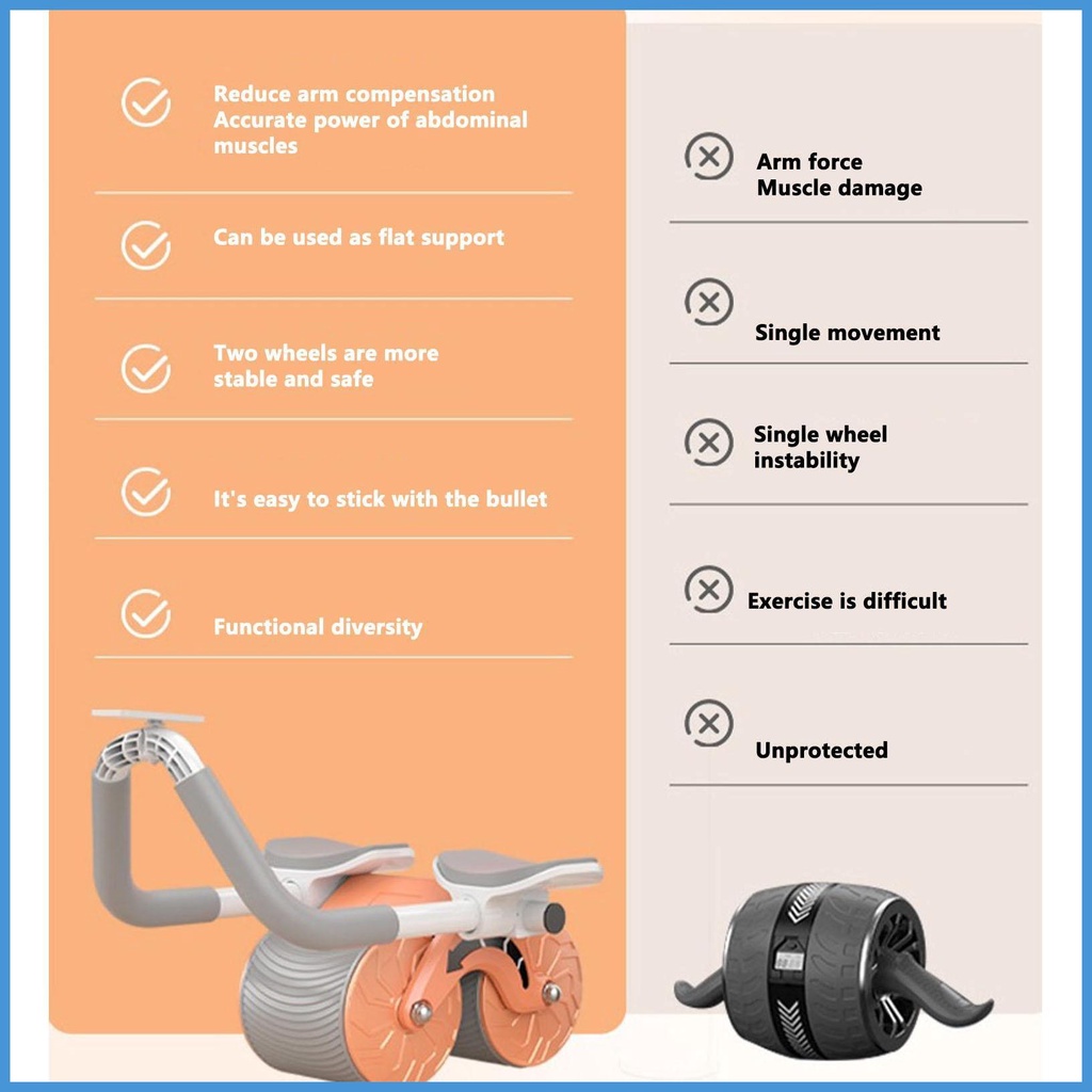 Con Lăn Tập Cơ Bụng Tự Động Kèm Con Lăn Hỗ Trợ Khuỷu Tay Tại Nhà
