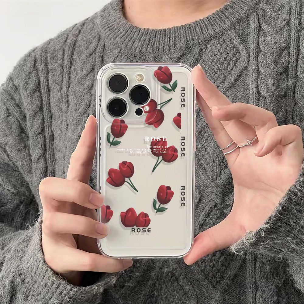 ✅Ốp Điện Thoại Dẻo Họa Tiết Hoa Tulip Đơn Giản Thời Trang Chống Sốc Cho Iphone13Max plus1178 6Iniphone12 Apple 14pro