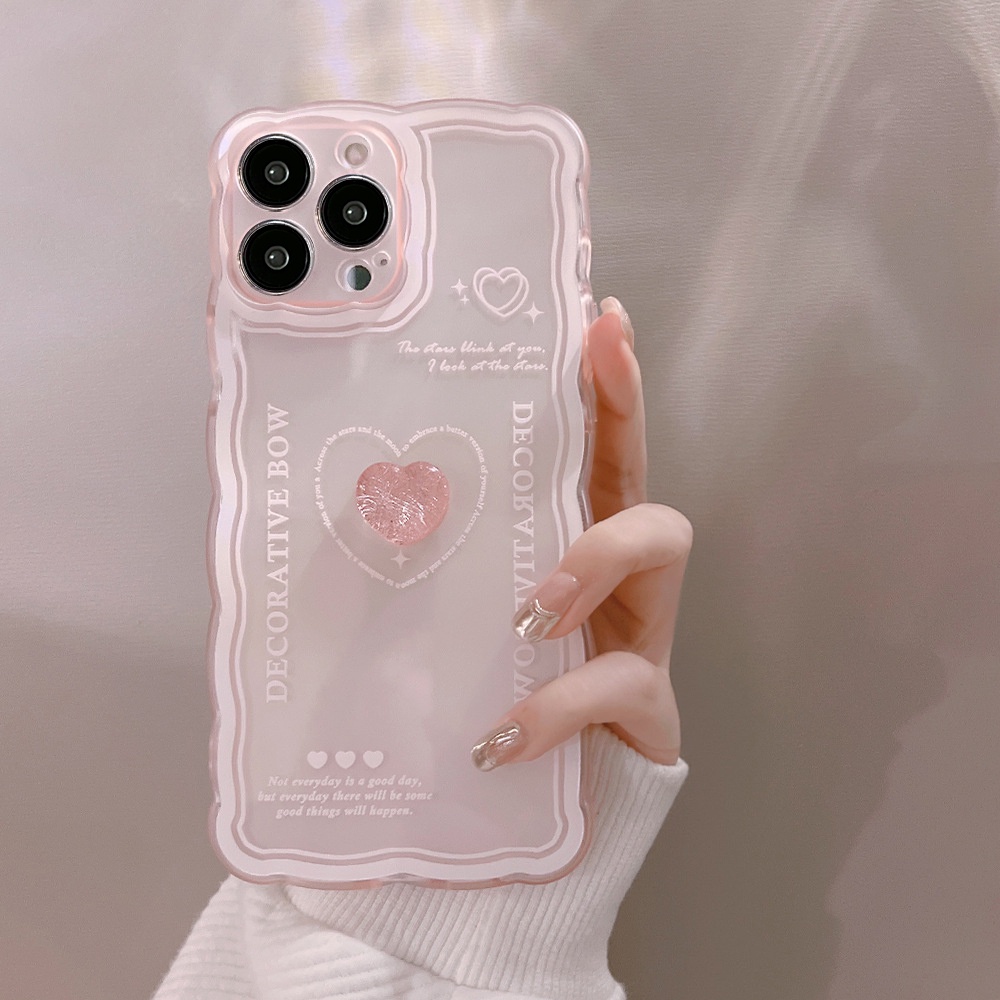 Ốp Điện Thoại TPU Mềm Chống Sốc Khung Gợn Sóng In Chữ Trái Tim 3D Cho IPhone 14 Pro Max 13 12 11 Pro Max XS XR 7 8 Plus