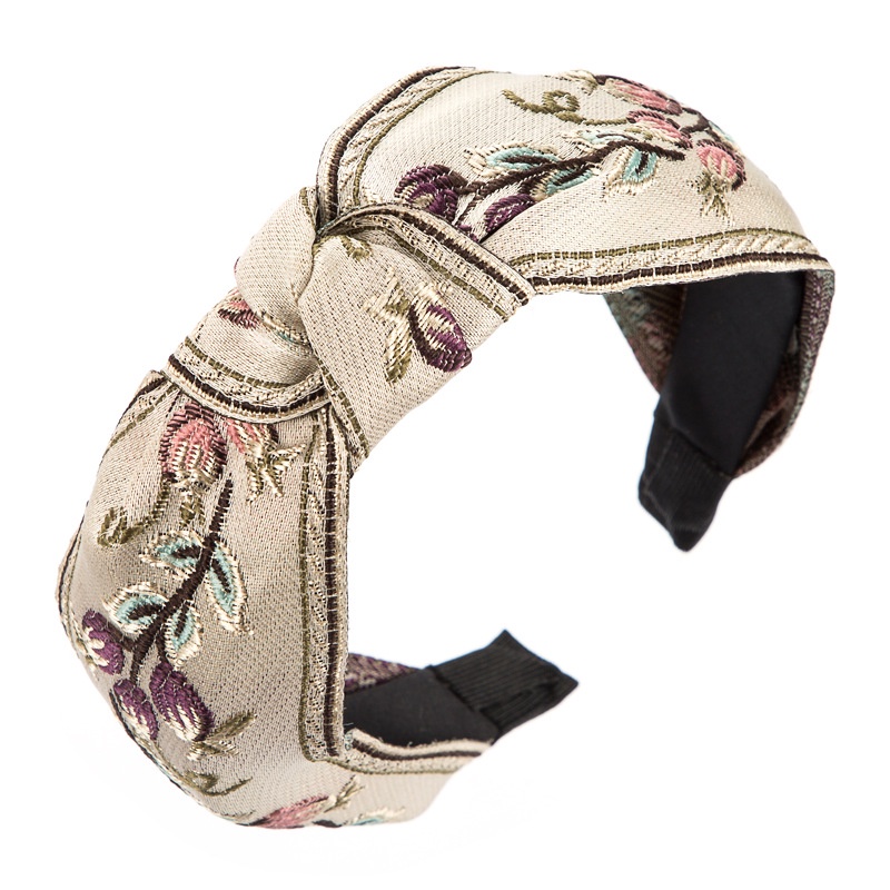 Băng Đô Cài Tóc Thắt Nút Thêu Họa Tiết Phong Cách Cổ Điển Thời Trang Cho Nữ