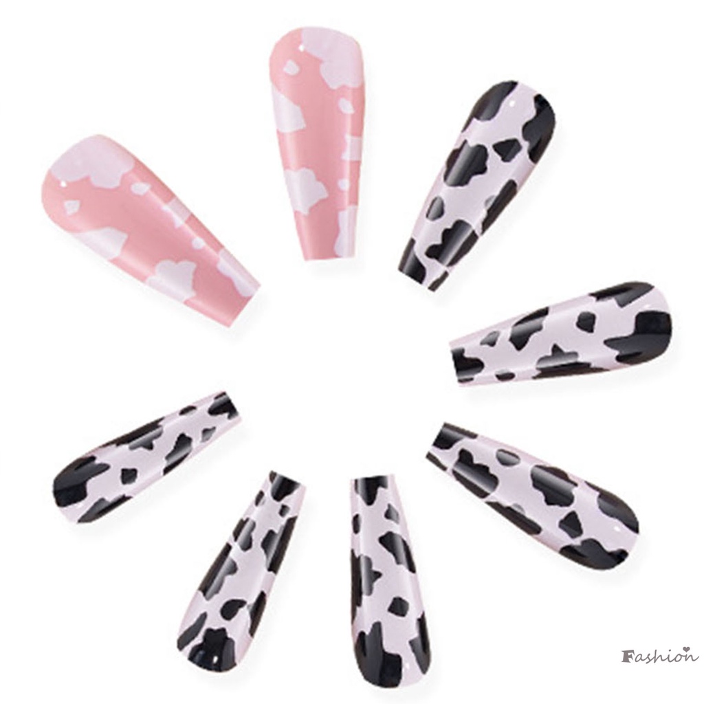 Móng Tay Giả Dài Màu Trắng Đen Thân Thiện Với Môi Trường Cho Người Mới Bắt Đầu