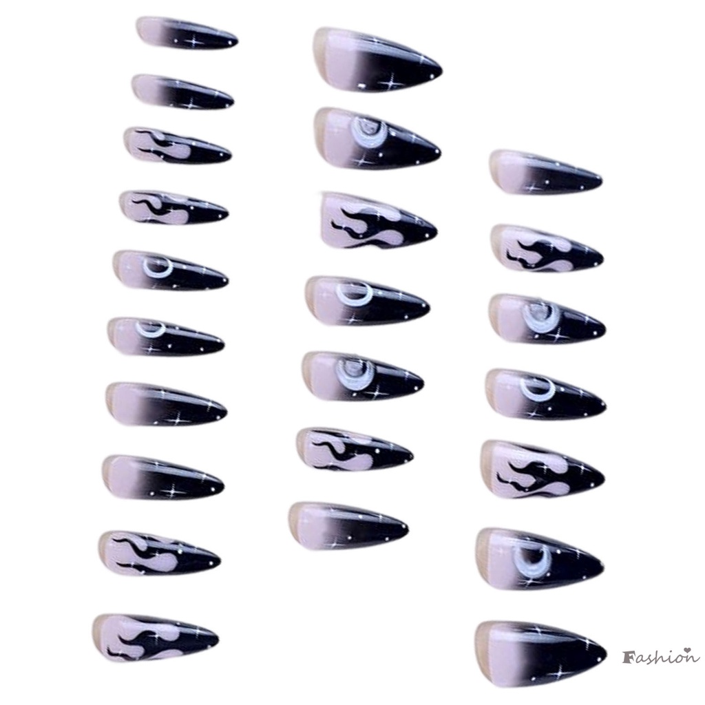 Bộ Móng Tay Giả Đầu Nhọn Hình Ngôi Sao &amp; Mặt Trăng Edge