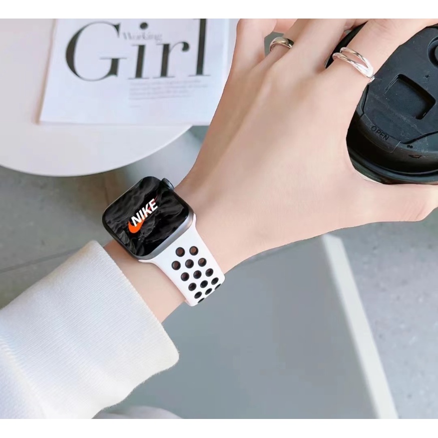 Dây Đeo Silicone Thoáng Khí Cho Đồng Hồ Thông Minh Apple Watch 7 8 6 5 4 3 2 41mm 45mm 40 44 38 42mm i-Watch serie SE 6 Ultra 49mm