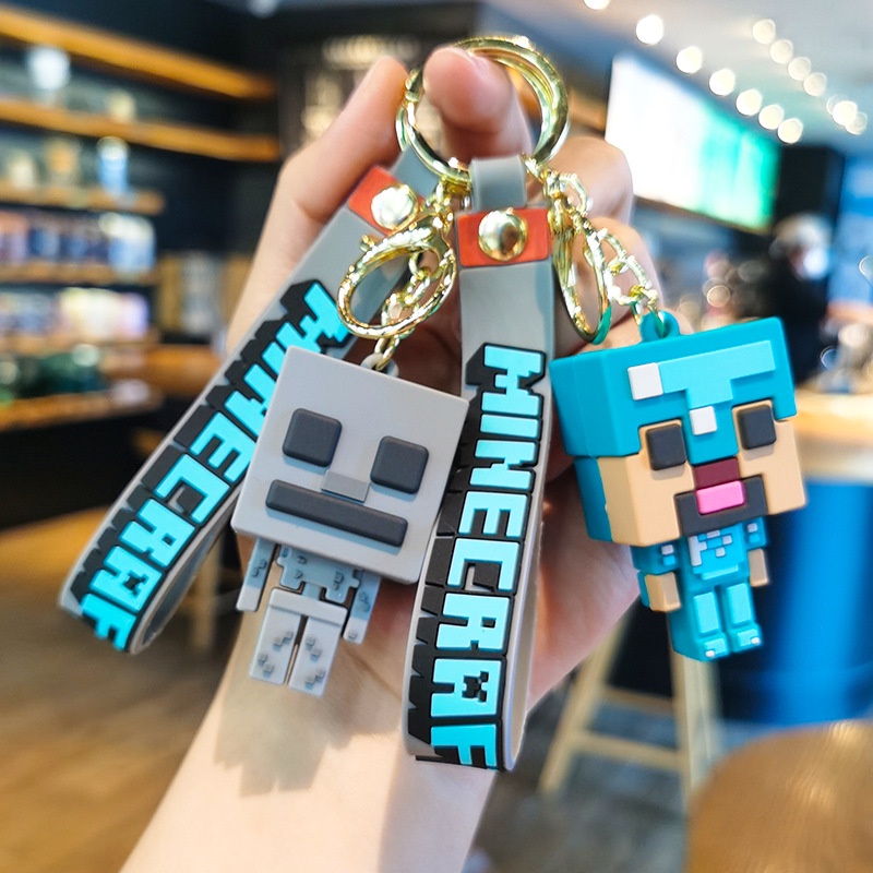 Móc Khóa Hình Búp Bê Minecraft 3D Bằng Silicon Dễ Thương