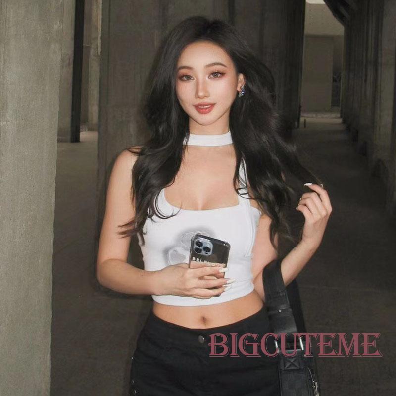 Áo Croptop Sát Nách Màu Trắng Có Khóa Cài Thời Trang Mùa Hè Cho Nữ