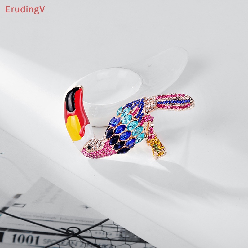 Ghim Cài Áo Hình Chú Vẹt Miệng To Đính Đá Tráng Men Sáng Bóng Thời Trang Cho Nữ